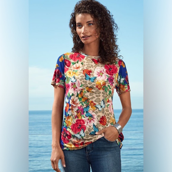 NWT! Johnny Was Mayflower Favorite Short Sleeve Crew Neck Swing Tee - Picture 3 of 9